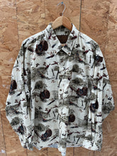 Vintage 90s Bird Hunting Print Long Sleeve Beige Shirt Men's XXL by Whitetails